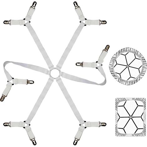 Attaches drap Blanc, sangles élastiques ajustables pour tous matelas (1/5)