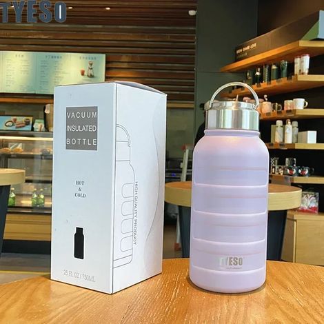(Violet, 750 ml) Bouteille d'eau isotherme à double paroi en acier inoxydable, portable, adaptée au sport, grande capacité.