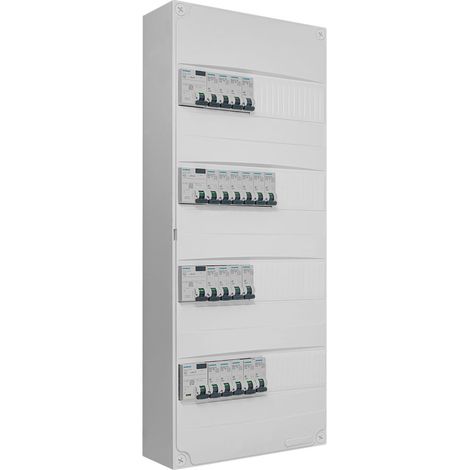 Siemens – Tableau électrique 4 rangées pré-équipé – 1 inter. diff. 40A – 3 inter. diff. 63A – 19 disjoncteurs – IP30 – IK05 – Montage en GTL