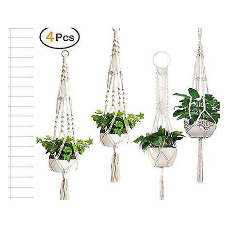 4pc Macram Pot Suspendu, Support Pots Suspendu Pour Fleur, Macram Suspension Plante Macram Corde De Coton Pot Suspendu Plante Porte Dcoration Du J (1/5)