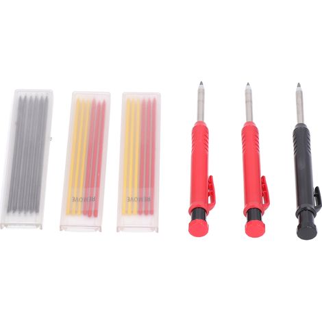 Ensemble de Crayons de Charpentier avec Recharge, Outil de Marquage à Long Bec pour Trous Profonds et Bois (1/5)