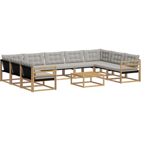 Outdoor Sofa Set 10 pcs White and Light Grey vidaXL (1/5)