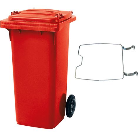 BRB Poubelle MGB 120 litres, avec anneau de serrage pour sacs poubelles, rouge