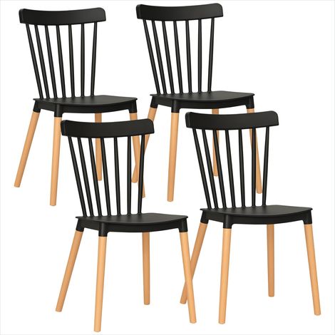 Banc de salle à manger Lot de 4 chaises Scandinaves en PP (1/5)
