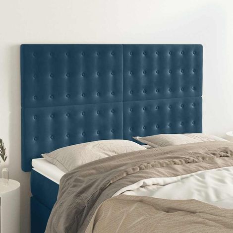 vidaXL Cabecero de cama azul oscuro 144x5x118/128 cm Terciopelo (1/5)