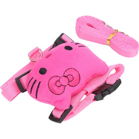 Laisse et harnais pour chat rose adorable, ensemble poitrine et dos pour petit animal de compagnie, idéal pour les promenades avec traction. (1/5)