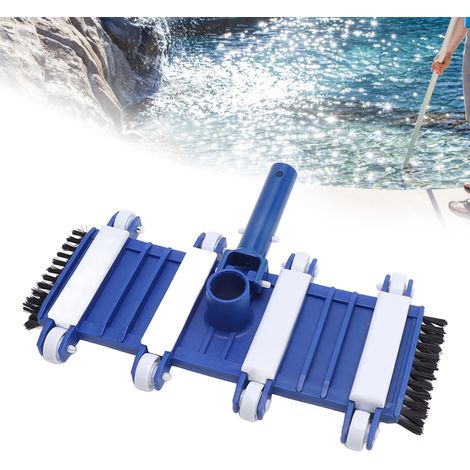 Aspirateur de piscine avec bac d'aspiration, brosses de fond et latérales, et équipement de nettoyage pour la tête de piscine. (1/5)