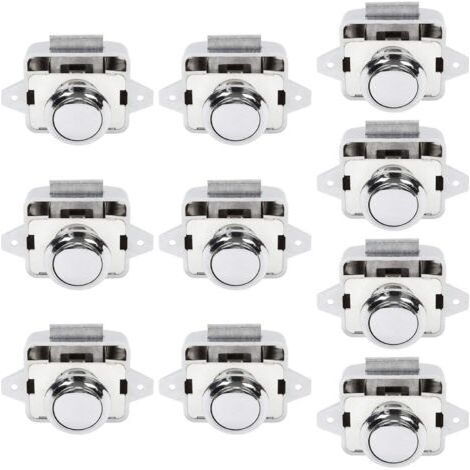 10Pcs Serrure de Sécurité Bouton Poussoir Armoire Porte pour Camping-car Caravane Argent (1/5)