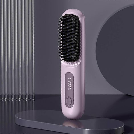 Brosse plate portable rechargeable 2026, peigne lisseur doré (1/5)