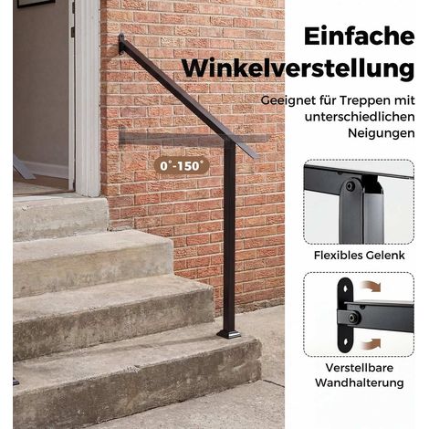 Lot de 2 rampes d'escalier en métal avec angle réglable de 0 à 150 et support jusqu'à 250 kg pour jardin, terrasse et entrée (1/5)