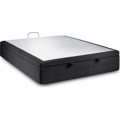Sommier Coffre Tissu Noir 180x200 H39cm