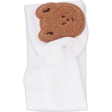 Bébé Bandeau Ours Mignon Accessoire Cheveux Bébé 0‑8 Ans Coton Doux Élastique Fait Main Blanc (1/5)