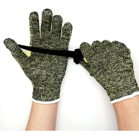 Gants en Polyester - Niveau 5 Anti-Coupures - Résistants Abrasion et Haute Température (250°C) - Ignifugés - 23 cm - Taille Unique (1/5)