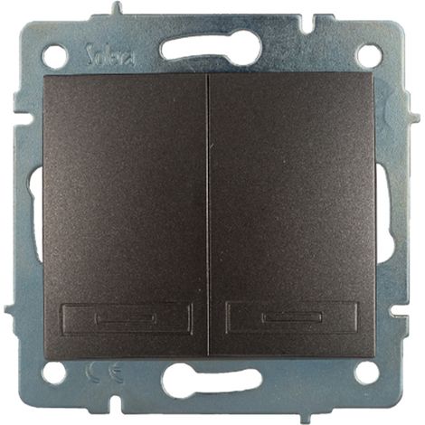 Interrupteur Double Encastré Sans Cadre, 10 X 250 V Graphite