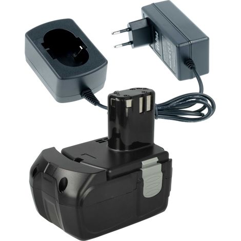 vhbw 1x Ladegerät, 1x 2 Ah Akku kompatibel mit Hitachi WR 14DL2, WR 14DM, WR 14DMB, WR 14DH, WR 14DL, WH 14DSL, WR 14DMK Werkzeug