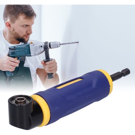 Cintreuse d'angle à 90 degrés jaune et bleue pour perceuse, accessoire d'extension de tournevis coudé permettant aux électriciens de gagner du temps, angle de rotation professionnel de 90 degrés pour (1/5)