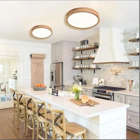 2pcs Plafonnier LED en Bois,Moderne Plafonnier Rond Lumière Naturelle 4500K,30cm (1/4)