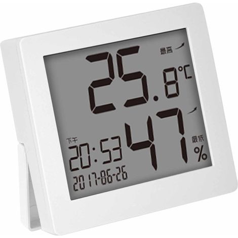Thermomètre-hygromètre électronique de bureau blanc, numérique, pour l'intérieur. (1/5)