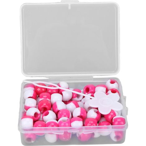 74 Perles à Cheveux Flexibles, Bracelets Tresse avec Porte-Bijoux et Boîte de Rangement, Rouge Rose, pour Tresses et Création de Bijoux (1/5)