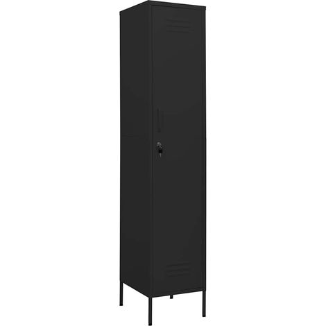 Armario de taquilla de acero negro 35x46x180 cm