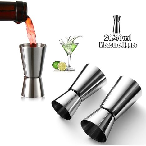 Trade Shop - Doble La Taza De Medición Para Cócteles 20-40 Ml Bebida Jigger En Bar Barman Bar 8 Cm - (1/2)