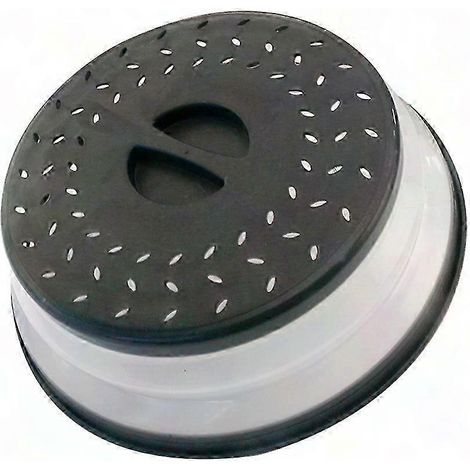 Lot de 2 couvercles anti-éclaboussures pour micro-ondes, pliables et ventilés, sans BPA, non toxiques, 26,7 cm (10,5 pouces), noirs (1/5)