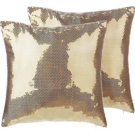 Dekokissen 2er Set ASTER 45 x 45 cm Gold Ohne Muster