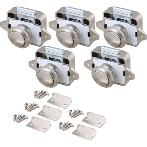 Serrure à bouton-poussoir de 54 mm pour armoire de camping-car, fourgon aménagé et caravane (1/3)