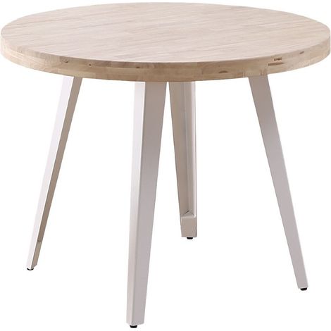 Home Heavenly® - Mesa redonda SKADI, estilo industrial, madera roble y patas metálicas. 100 cm Ø x 76 cm. Color: Roble Nordish - Blanco (1/5)
