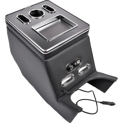 Boîte d'accoudoir, ports de chargement USB, éclairage d'ambiance LED, Noir (1/2)