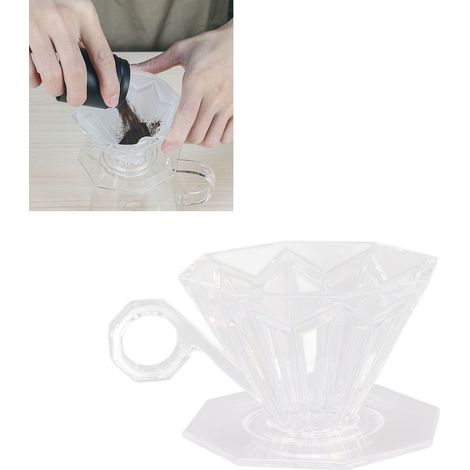 Filtre à café octogonal en résine transparente V60, pour infusion par percolation. (1/5)