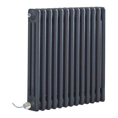 Milano Windsor Anthracite 600mm x 605mm Cast Iron Style Horizontal Triple Column Electric Radiator - No Thermostat (1/4)