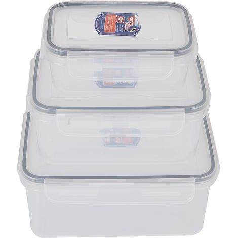 Lot de 3 boîtes de conservation hermétiques transparentes sous vide avec couvercle verrouillable (1/5)