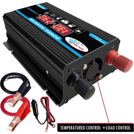 12V auf 220V Sinus-Wechselrichter, 4000W Sinus-Netzteiltransformator mit Fernbedienung und zwei AC-Steckdosen für Wohnmobil, Auto, LKW - Dou (1/5)