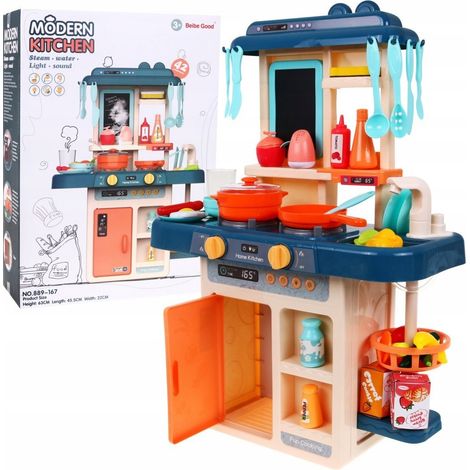 Cocina colorida para niños de 3 años en adelante con quemador de vapor interactivo y grifo de agua. (1/5)