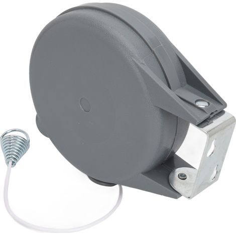 Étendoir à linge rétractable de 15 m (49,2 pi) - Installation facile - Câble en PVC - Coque en ABS - Fixation murale par vis - Accessoire de lessive