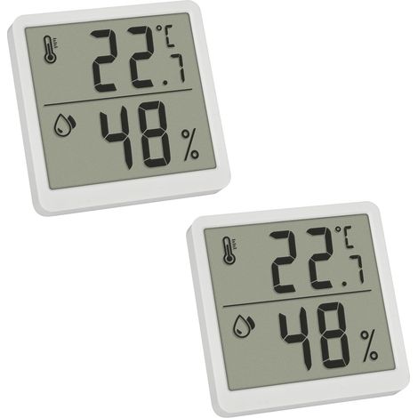 thermomètres et hygromètres numériques, Lot de 2, 30.5059.02.02, température intérieur et de l'humidité dans Maison, Blanc (1/5)