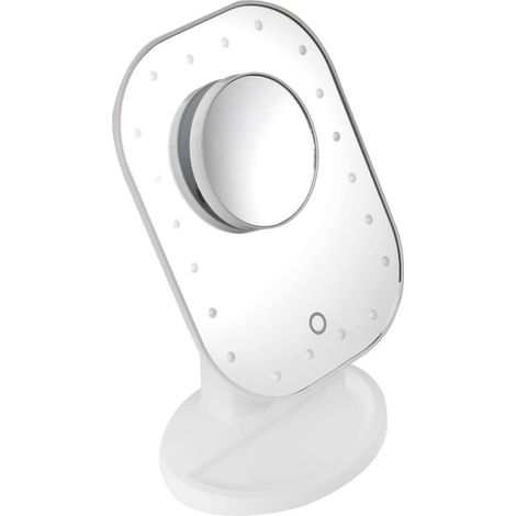 Miroir Maquillage Grossissant LED Lumineuses USB Alimenté Support Réglable et Portable (1/5)