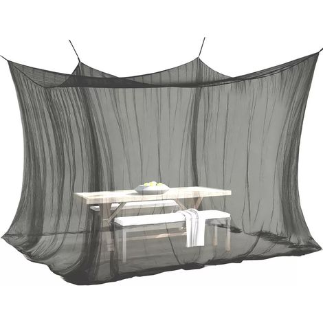 Moustiquaire Extérieure Carrée Noir 300x300x250cm Grand Format Anti-Moustique Patio Jardin Camping avec 2 Cordes (1/4)