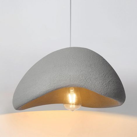 Lustre nordique créatif 40 CM suspension E27 abat‑jour pierre simulée réglable éclairage plafond gris pour salon chambre et salle à manger modèle B (1/5)
