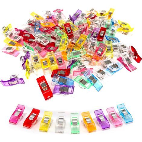 Packung mit 100 Stoffklammern, Nähzubehör, multifunktionalen Nähklammern, Nähclips, Stoffverschlüssen usw. (verschiedene Farben) (1/5)