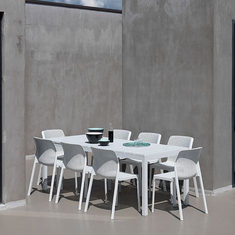 Set tavolo Rio 140 con 8 sedie Bit, per giardino ed esterno -Antracite / Tortora (1/5)