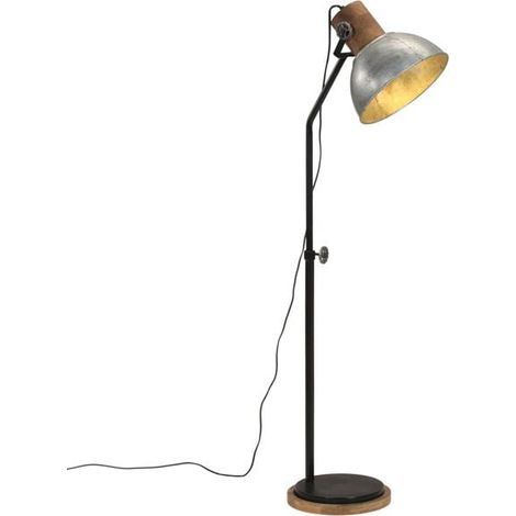 Lampadaire rétro argenté, 25 watts, dimensions 30x30x100-150 cm, culot E27. (1/5)