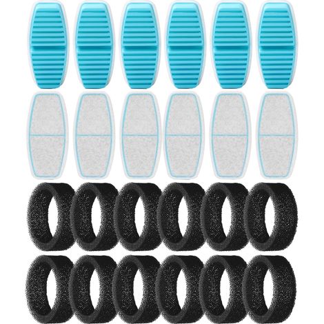 24 Filtres de Fontaine à Eau Chat, 12 Filtres + 12 Éponges de Distributeur Eau Chat, Cheveux Filtrants (Éponges), Triple Filtration (Filtres), Convient pour “B0CL4WMX6Z” & ”B0CLGPCNHN”