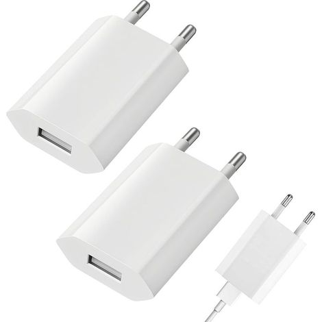2 Pièces Prise Chargeur USB 5V/1A Embout, Adaptateur Secteur Universel Pour Téléphone, iWatch, Appareils Photo, Tablettes, MP3, eBook, IPad, IPod, Android, Xiaomi, Samsung, Huawei, S Ony, LG,Tablettes (1/5)