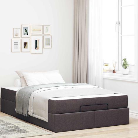 vidaXL Bettgestell mit Matratze 2 pcs Hellbraun Stoff (1/5)
