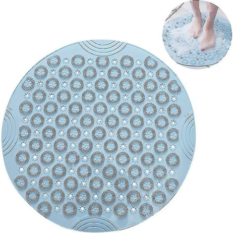 Tapis de douche rond antidérapant avec ventouses en caoutchouc résistant et bonde (1/2)