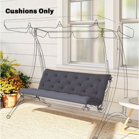Cojín para banco de 3 plazas 150 x 98 x 8 cm con respaldo, poliéster, gris oscuro OKMYHOME (1/5)