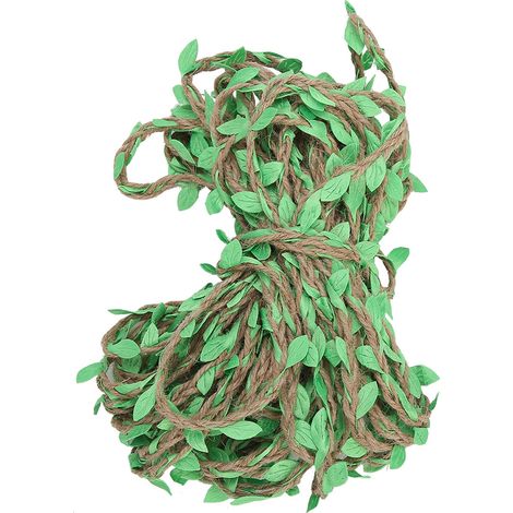Guirlande tressée de 10 mètres en ruban de feuilles artificielles, corde de chanvre, accessoires de bricolage pour bouquet, vert fruit. (1/5)