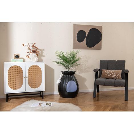 Goplus – Bac à litière pour chat 63L – Contrôle des odeurs – Meuble caché avec plante artificielle – Dimensions 50x50x59cm (noir)